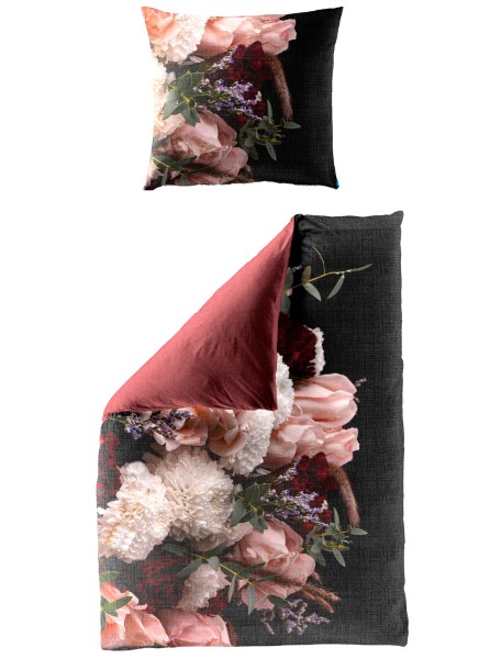 Traumschloss Mako-Satin Digitaldruck Bettwäsche - 5240_60 - Blumen, rot, weiß, rosa